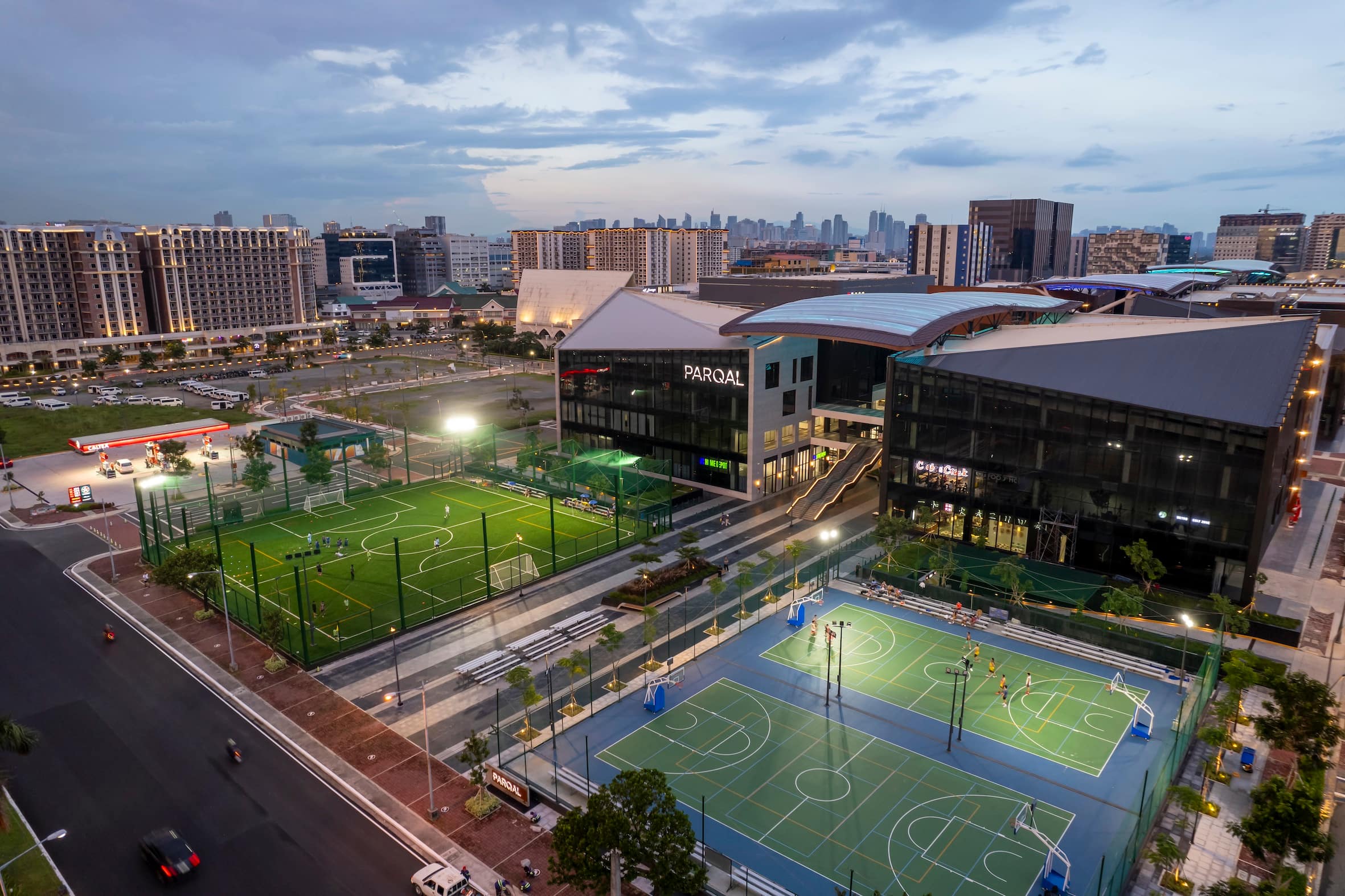 The complex boasts two multi-purpose courts and a full-sized football pitch.